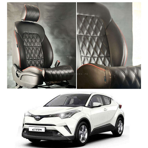 Toyota CHR Diamond Cut Black Red Seat Covers - Model 2017-2021