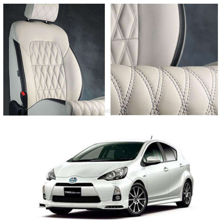 Toyota Aqua Diamond Cut Beige Black Seat Covers - Model 2012-2021