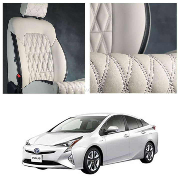 Toyota Prius Diamond Cut Beige Black Seat Covers - Model 2016-2018