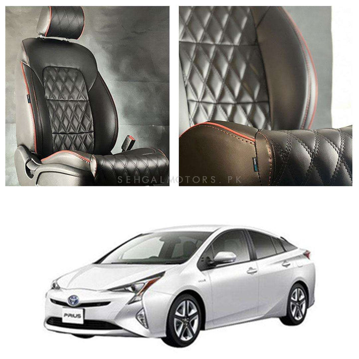 Toyota Prius Diamond Cut Black Red Seat Covers - Model 2016-2018