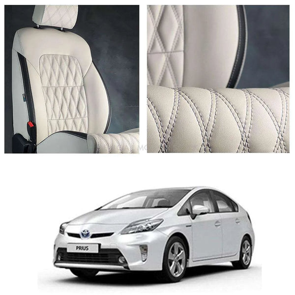 Toyota Prius Diamond Cut Beige Black Seat Covers - Model 2009-2015