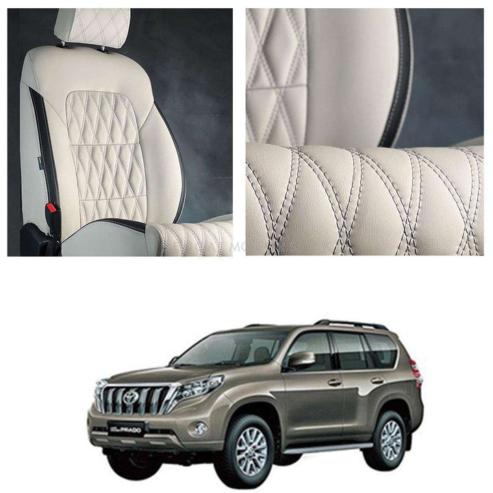 Toyota Prado Diamond Cut Beige Black Seat Covers - Model 2009-2018