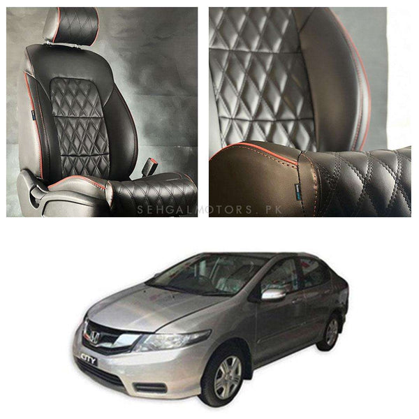 Honda City Diamond Cut Black Red Seat Covers - Model 2009-2021