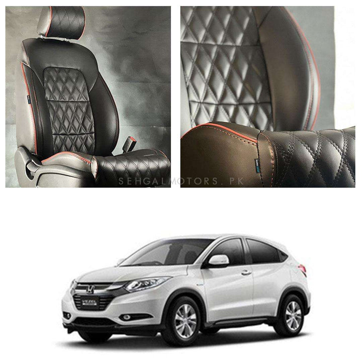 Honda Vezel Diamond Cut Black Red Seat Covers - Model 2013-2021