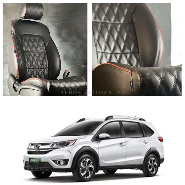 Honda BRV Diamond Cut Black Red Seat Covers - Model 2017-2021