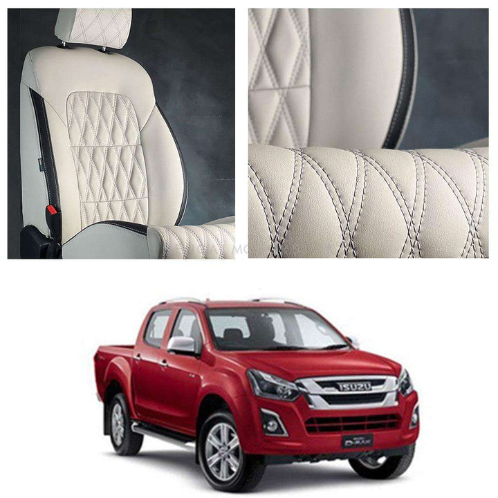 Isuzu D-Max Diamond Cut Beige Black Seat Covers - Model 2018-2021