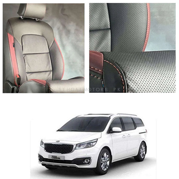 KIA Grand Carnival Breathable Black Red Seat Covers - Model 2019-2024