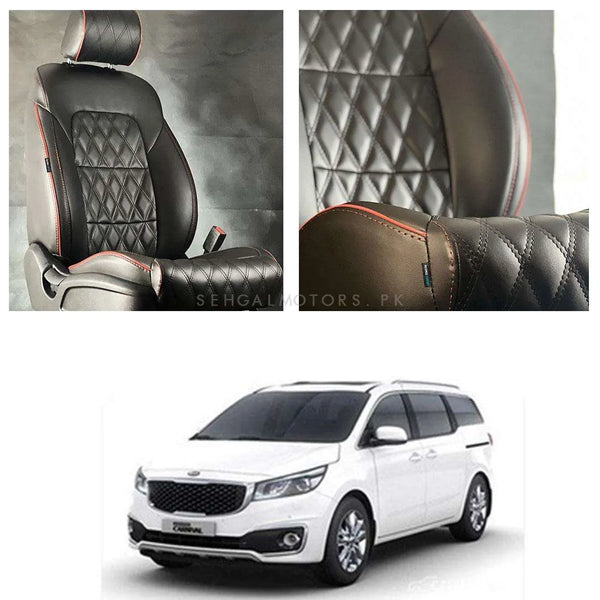 KIA Grand Carnival Diamond Cut Black Red Seat Covers - Model 2019-2024