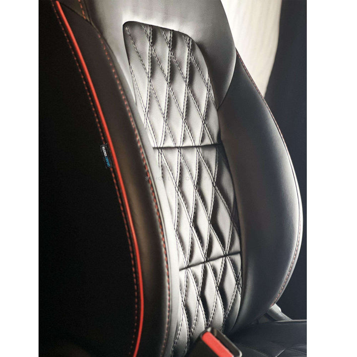 KIA Grand Carnival Diamond Cut Black Red Seat Covers - Model 2019-2024