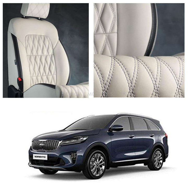 KIA Sorento Diamond Cut Beige Black Seat Covers - Model 2021-2024