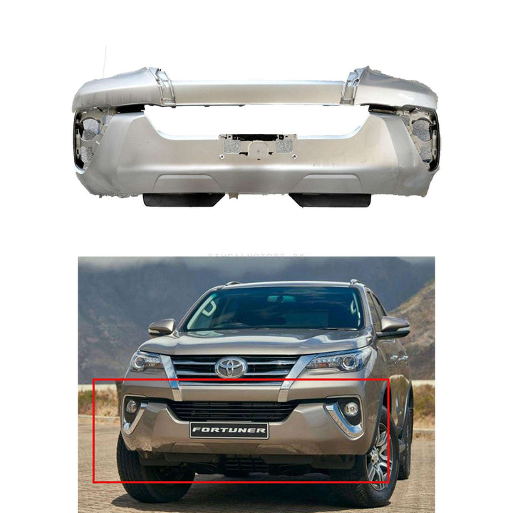 Used Toyota Fortuner Genuine Front Bumper Without Foglamps And Covers - Model 2016-2023