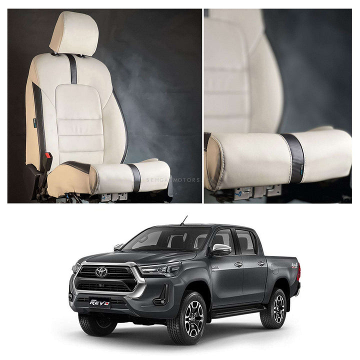 Toyota Hilux Revo/Rocco Type R Beige Black Seat Covers