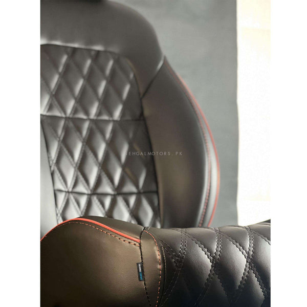 Mercedes CLK 200 Diamond Cut Black Red Seat Covers - Model 2003-2008