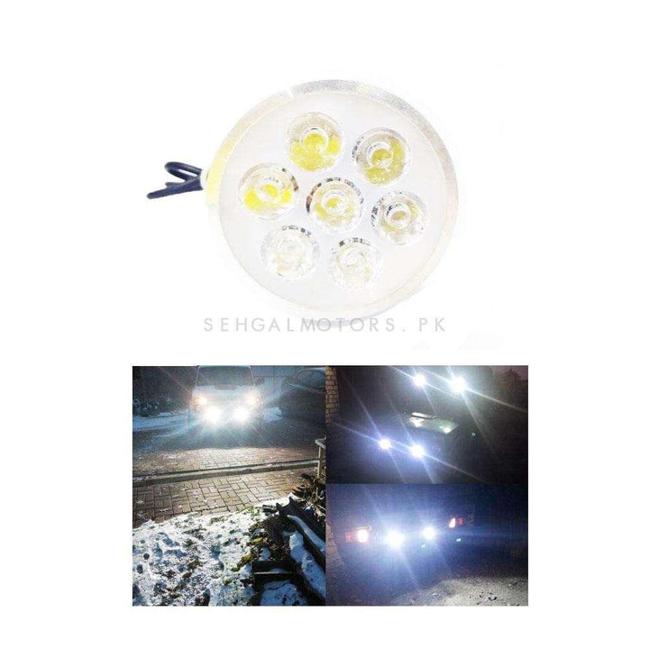 7 SMD Cree Light Universal Round - Each - Cree LED Work Light Flood Spot Light Offroad Driving LED Light Bar SehgalMotors.pk