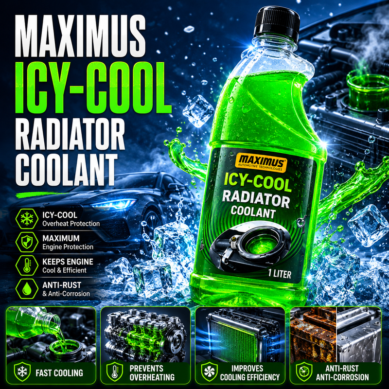 Maximus Ultimate Advance Formula ICY Cool Coolant Green 40% Pack Of 4 - - Long Life Coolant