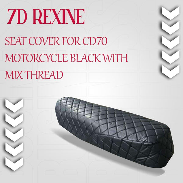 7d Rexine Seat Cover for CD70 Motorcycle Black with Mix Thread SehgalMotors.pk