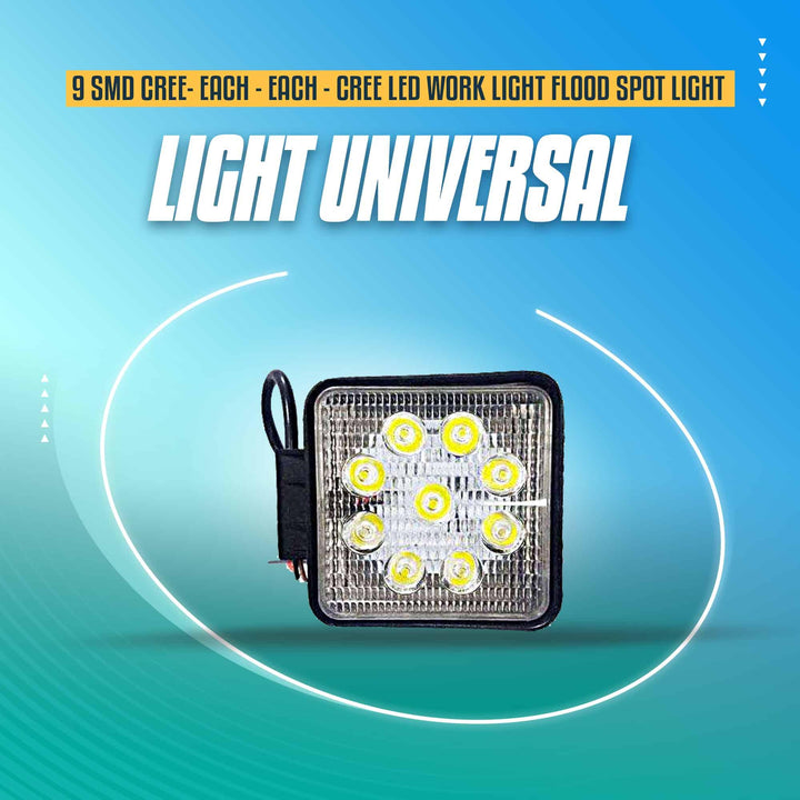 9 SMD Cree Light Universal - Each - Cree LED Work Light Flood Spot Light Offroad Driving LED Light Bar SehgalMotors.pk