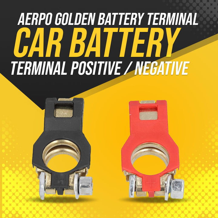 Aerpo Golden Battery Terminal - Car Battery Terminal Positive /Negative Car Battery Connector Battery Caps Terminal Connector SehgalMotors.pk