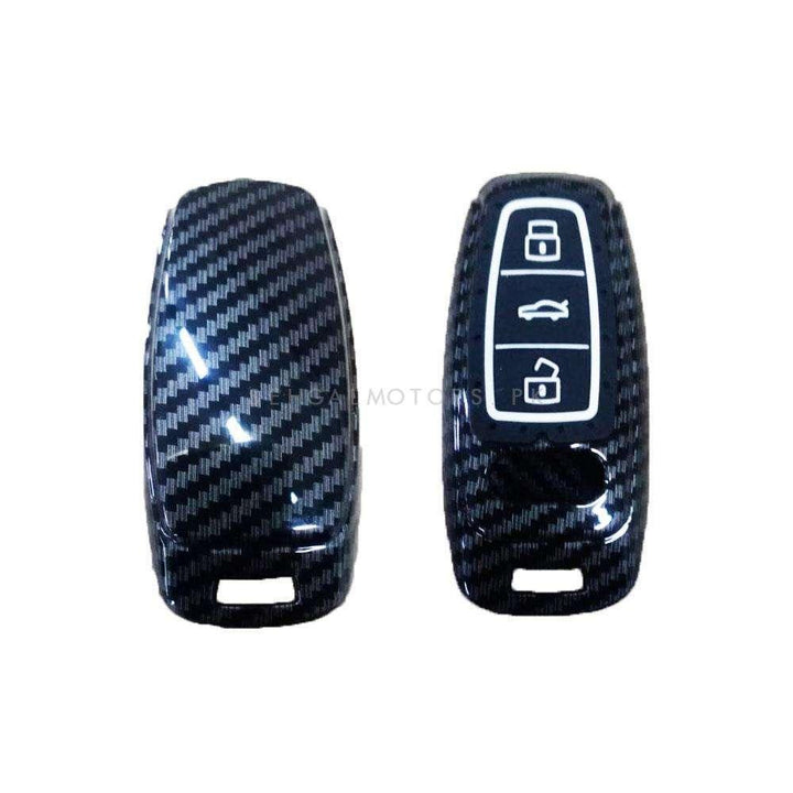 Audi A5/A6 Plastic Protection Key Cover Carbon Fiber With Black PVC 3 Button SehgalMotors.pk