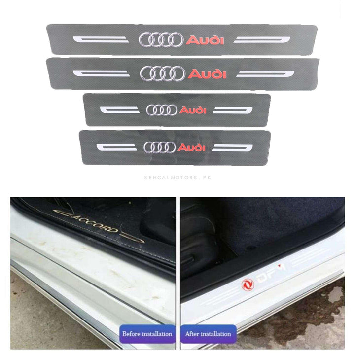 Audi Logo Door Sill Scuff Plate Protection Strips Transparent SehgalMotors.pk