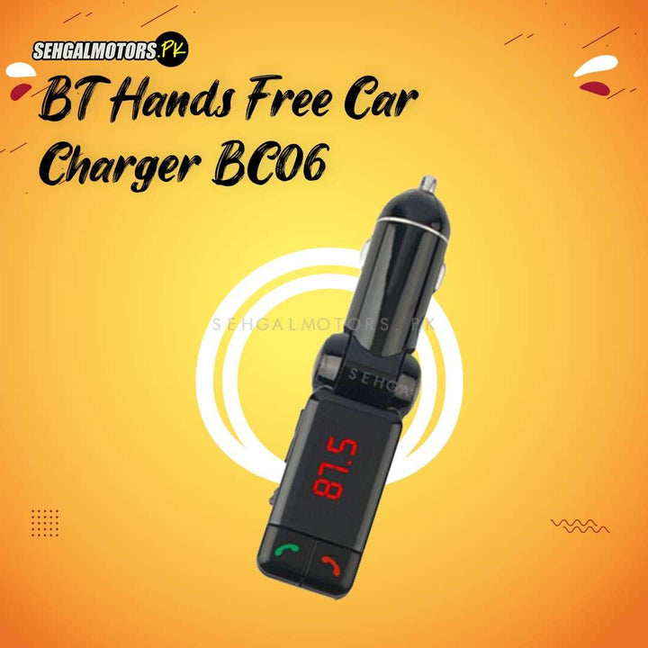 BT Hands Free Car Charger BC06 - Bluetooth Car Charger Bc06 with USB Flash Driver FM Transmitter SehgalMotors.pk