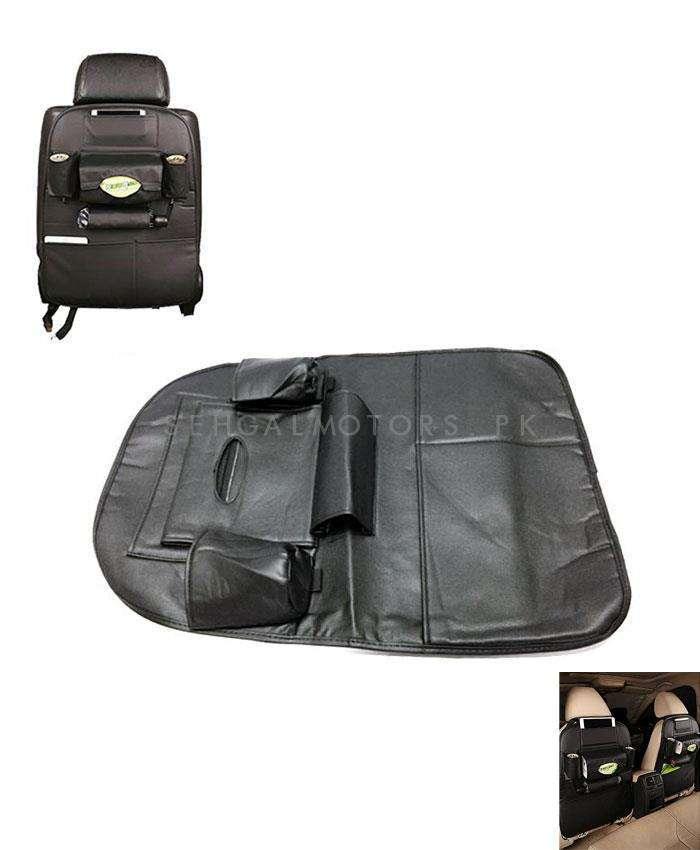 Back Seat Organizer Car Caddy in Leather Black - Universal Storage Pockets Bag SehgalMotors.pk