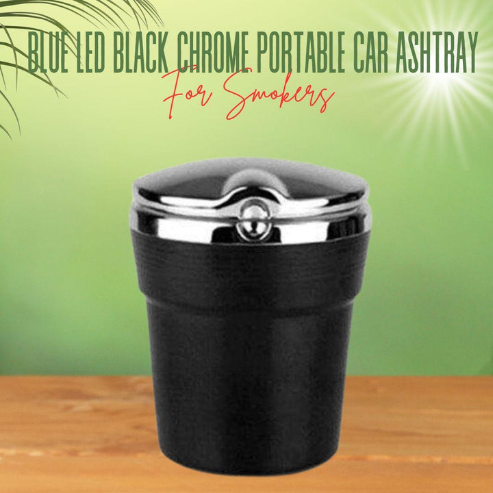 Blue LED Black Chrome Portable Car Ashtray For Smokers - Each SehgalMotors.pk