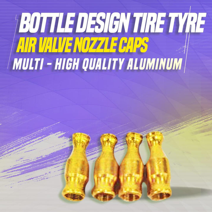 Bottle Design Tire Tyre Air Valve Nozzle Caps - Multi - High Quality Aluminum Tyre Valve Caps | Wheel Tire Covered Protector Dust Cover SehgalMotors.pk