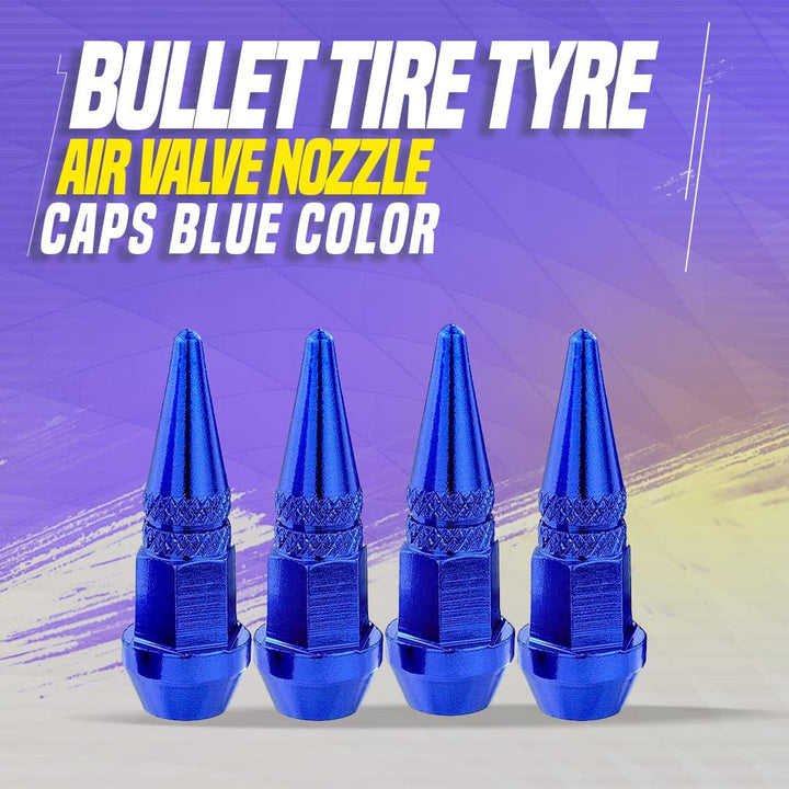 Bullet Tire Tyre Air Valve Nozzle Caps Blue Color SehgalMotors.pk