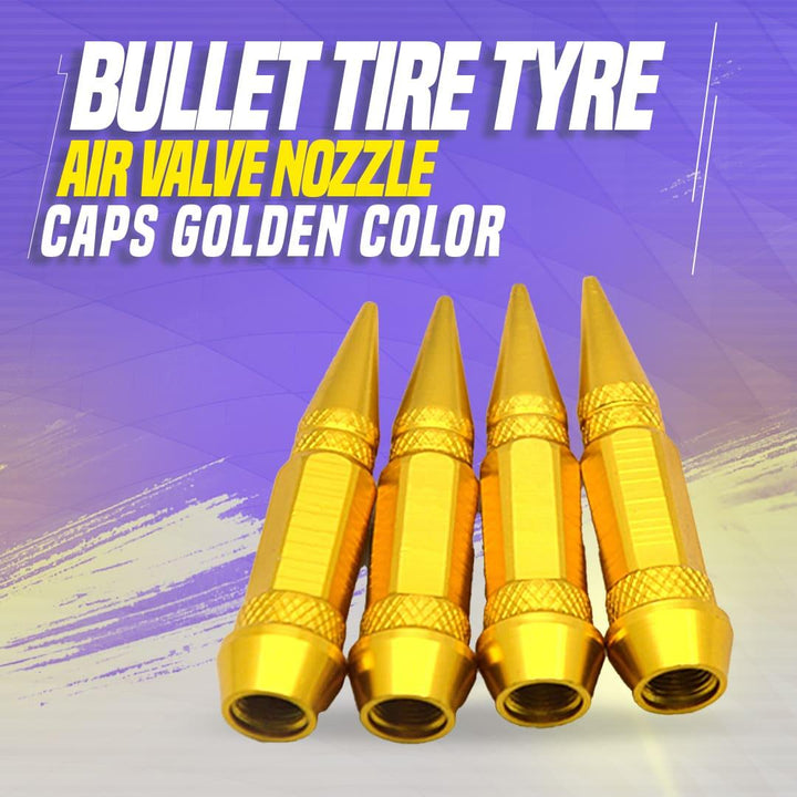 Bullet Tire Tyre Air Valve Nozzle Caps Golden Color SehgalMotors.pk