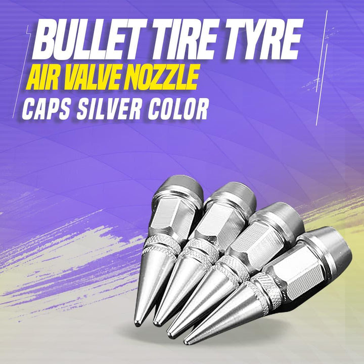 Bullet Tire Tyre Air Valve Nozzle Caps Silver Color SehgalMotors.pk