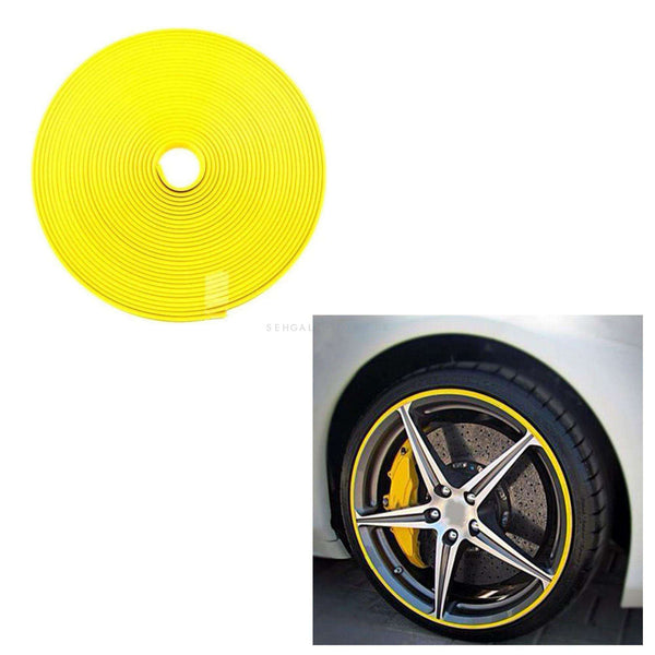Car Hub Trim Decoration Anti Collision Strip 4 Wheel Rim - Yellow SehgalMotors.pk