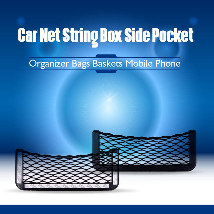 Car Net String Box Side Pocket Organizer Bags Baskets Mobile Phone Holder Large SehgalMotors.pk