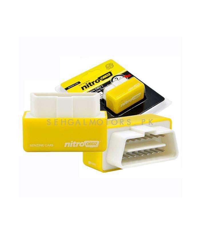 Car Nitro OBD2 Performance Chip Tuning Box Yellow - NitroOBD2 Full Chip Tuning Box For Benzine Cars Nitro OBD2 Plug & Drive OBDII Interface SehgalMotors.pk
