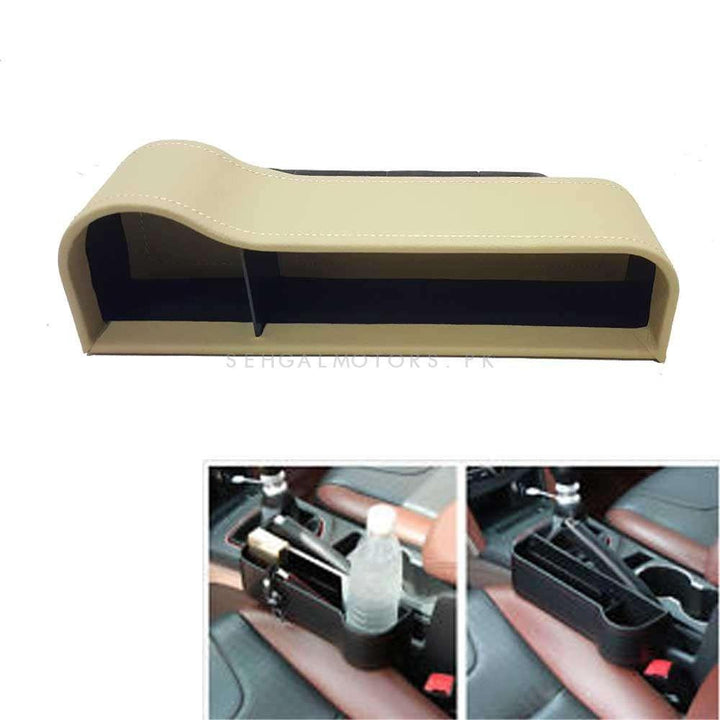 Car Seat Gap Filler Leather Cup Holder Beige - Each SehgalMotors.pk