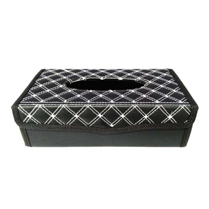 Car Tissue Box with white Stitch - Tissue Holder | Modern Paper Case Box | Napkin Container Tray | Towel Desktop SehgalMotors.pk