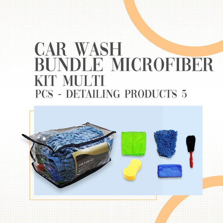 Car Wash Bundle Microfiber Kit Multi - 5 Pcs - Detailing Products SehgalMotors.pk