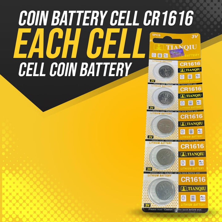 Coin Battery Cell CR1616 - Each Cell - Cell Coin Battery | Button Cell | Button Battery | Cell SehgalMotors.pk