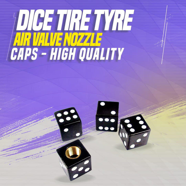 Dice Tire Tyre Air Valve Nozzle Caps - High Quality Aluminum Tyre Valve Caps | Wheel Tire Covered Protector Dust Cover SehgalMotors.pk