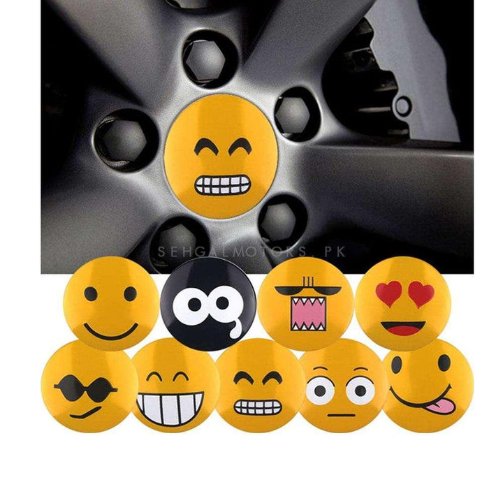 Emoji Wheel Cap Logo - 4 Pieces - Center Hub Badge SehgalMotors.pk