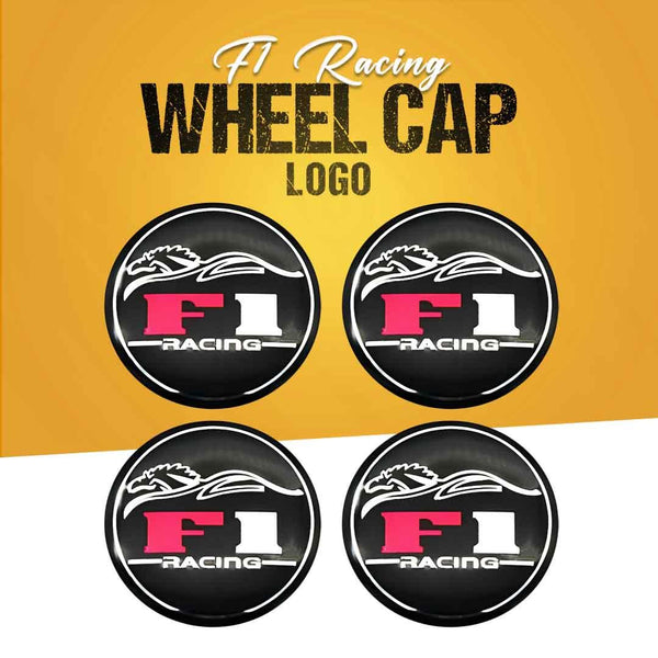F1 Racing Wheel Cap Logo - 4 Pieces - Center Hub Badge SehgalMotors.pk
