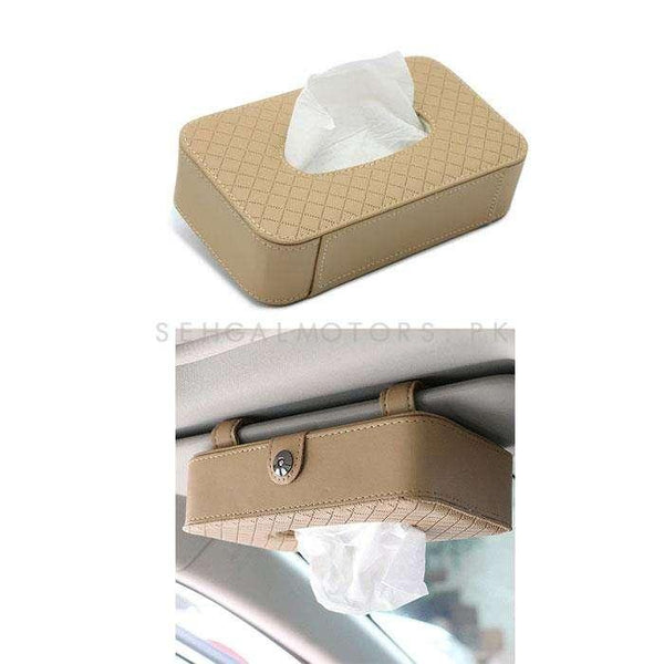 Facial Car Sun Visor / Sunshade Tissue Holder Case Box Beige SehgalMotors.pk