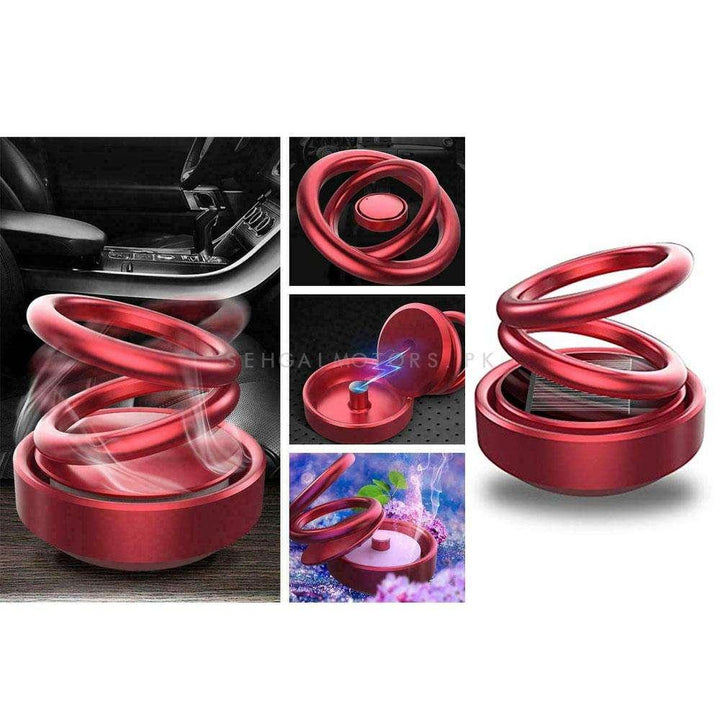 Fancy Spiral Double Ring Rotating Car Perfume Air Freshener For Dashboard Multi Color SehgalMotors.pk