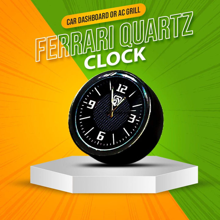 Ferrari Car Dashboard Or AC Grill Clock - Car Interior Decoration Ornament Car Styling | Round Shape Car Automobile Digital Clock Auto Watch Clock SehgalMotors.pk