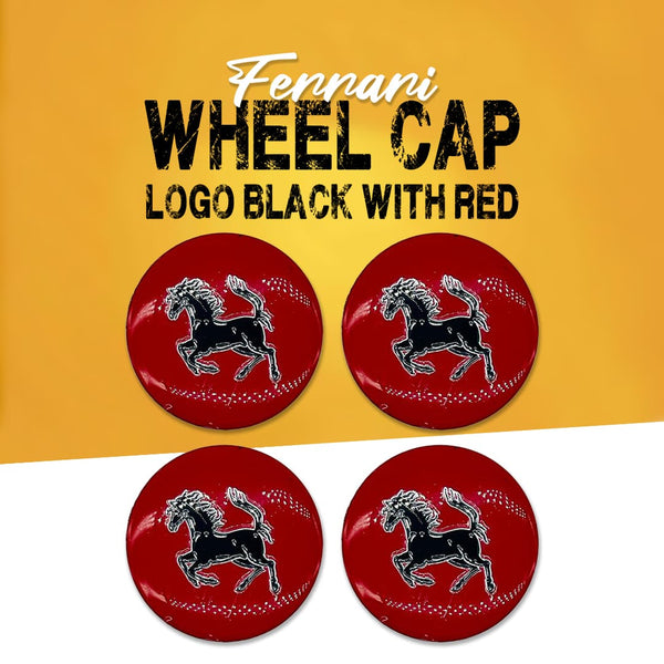 Ferrari Logo Wheel Cap Logo Black With Red - 4 Pieces - Center Hub Badge SehgalMotors.pk