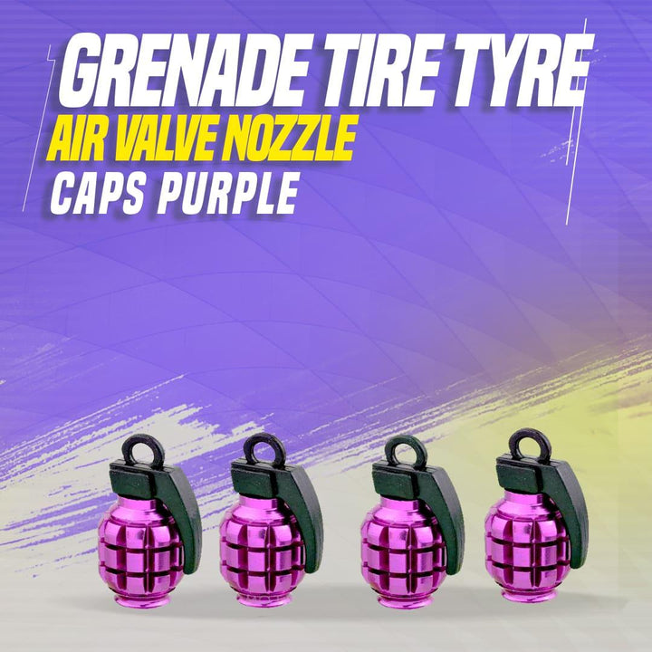 Grenade Tire Tyre Air Valve Nozzle Caps Purple SehgalMotors.pk