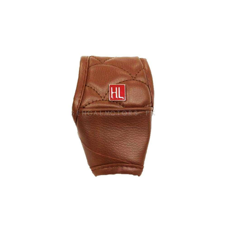 HL Gear Shift Knob For Auto Cover Brown - Car Gear Shift Knob Protector Cover PU Leather | Gear Shift Lever Knob Cover SehgalMotors.pk