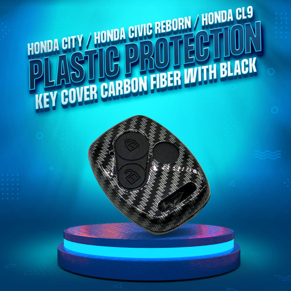 Honda City / Honda Civic Reborn / Honda CL9 Plastic Protection Key Cover Carbon Fiber With Black PVC 2 Buttons SehgalMotors.pk
