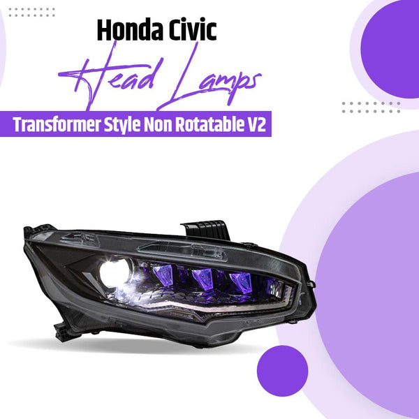 Honda Civic Head Lamps Transformer Style Non Rotatable V2 - Model 2016-2022 SehgalMotors.pk