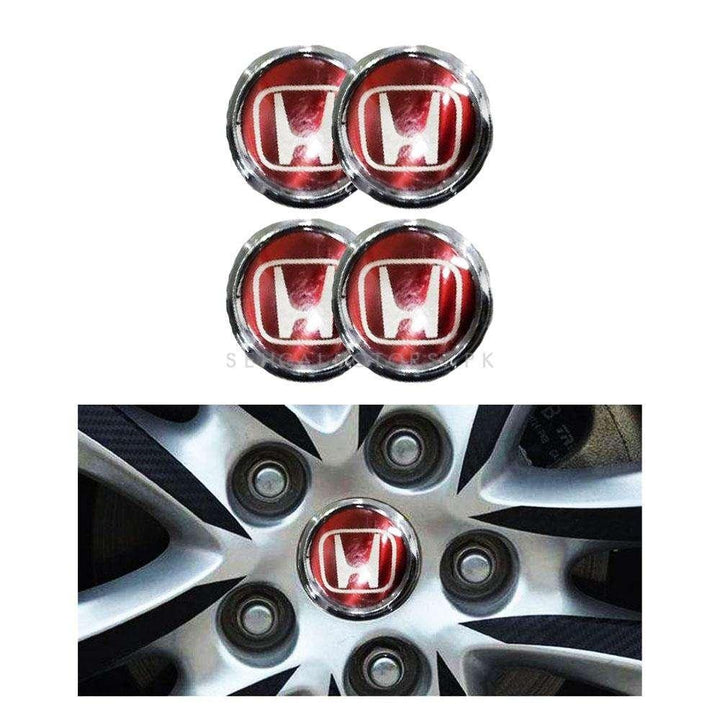 Honda Logo Wheel Hub Covers Red And Chrome SehgalMotors.pk
